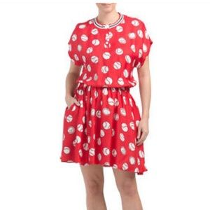 Love Moschino Red Fit & Flare Baseball Dress
